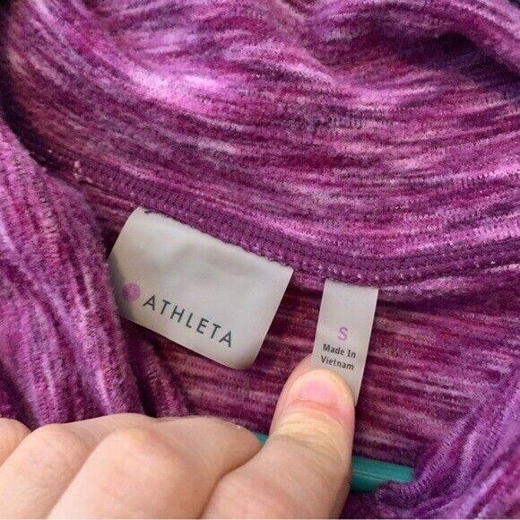 Athleta Coastal Purple Pink Heathered Fleece Pullover Cowl Neck - Picture 3 of 7